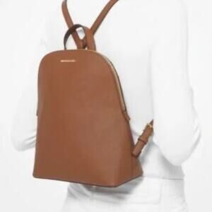 Michael Kors Cindy Large Backpack Womens Luggage Brown Saffiano Leather Bag